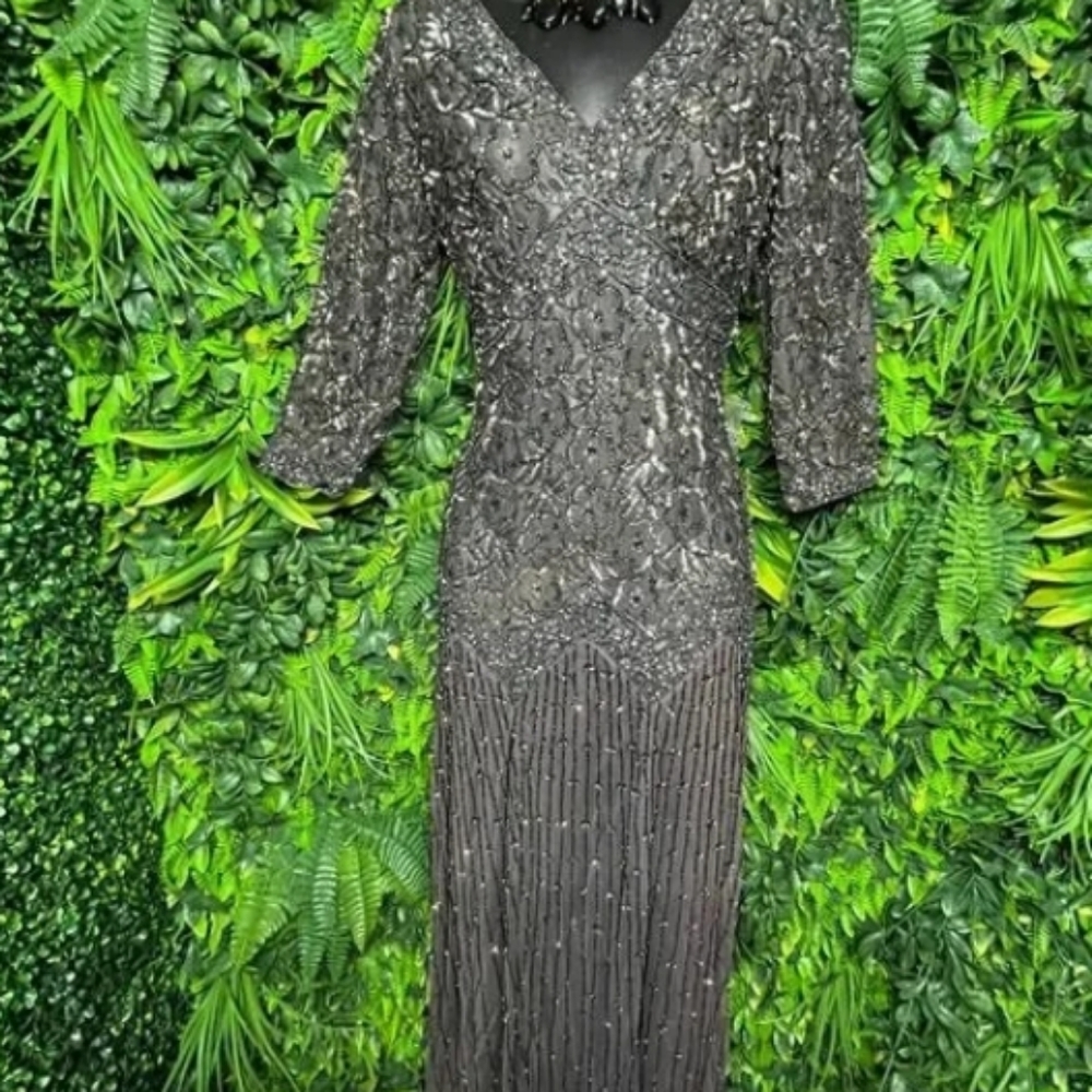 Grey full cover sequin pearl wedding